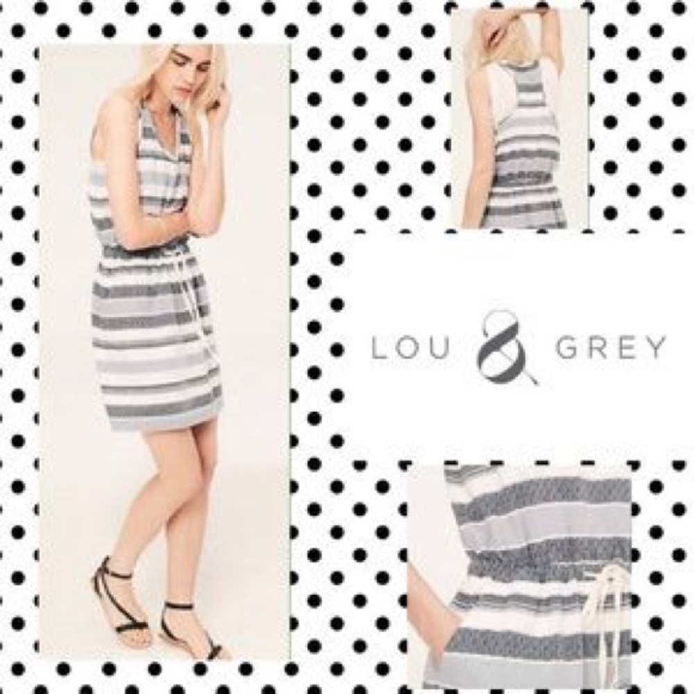 Lou & Grey striped grey halter summer dress size S